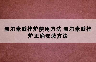 温尔泰壁挂炉使用方法 温尔泰壁挂炉正确安装方法